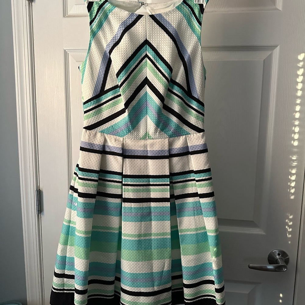 Danny & Nicole Mint and Black Striped Dress